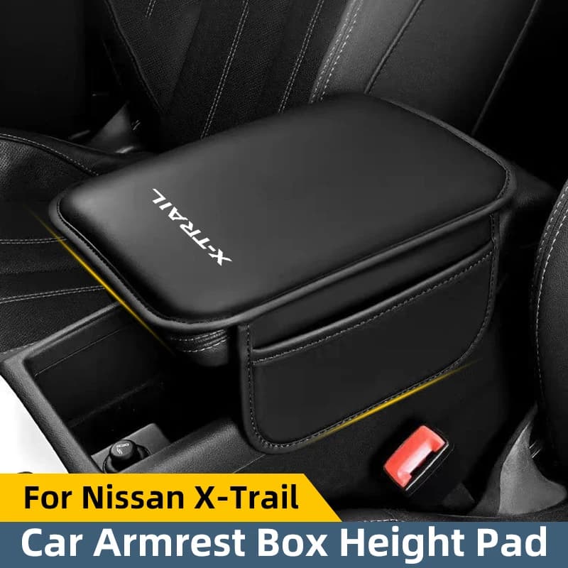 Cuscino in Pelle per Bracciolo Auto con Supporto per Gomito e Vano Portaoggetti, Accessori per Nissan X-trail Xtrail T30 T31 T32