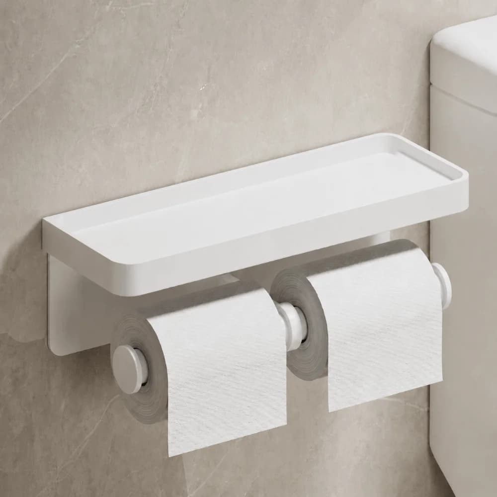 Durable Wall Mounted Paper Roll Storage Shelf Aluminum Alloy Versatile Toilet Paper Holder Tissue Roll Holder Household