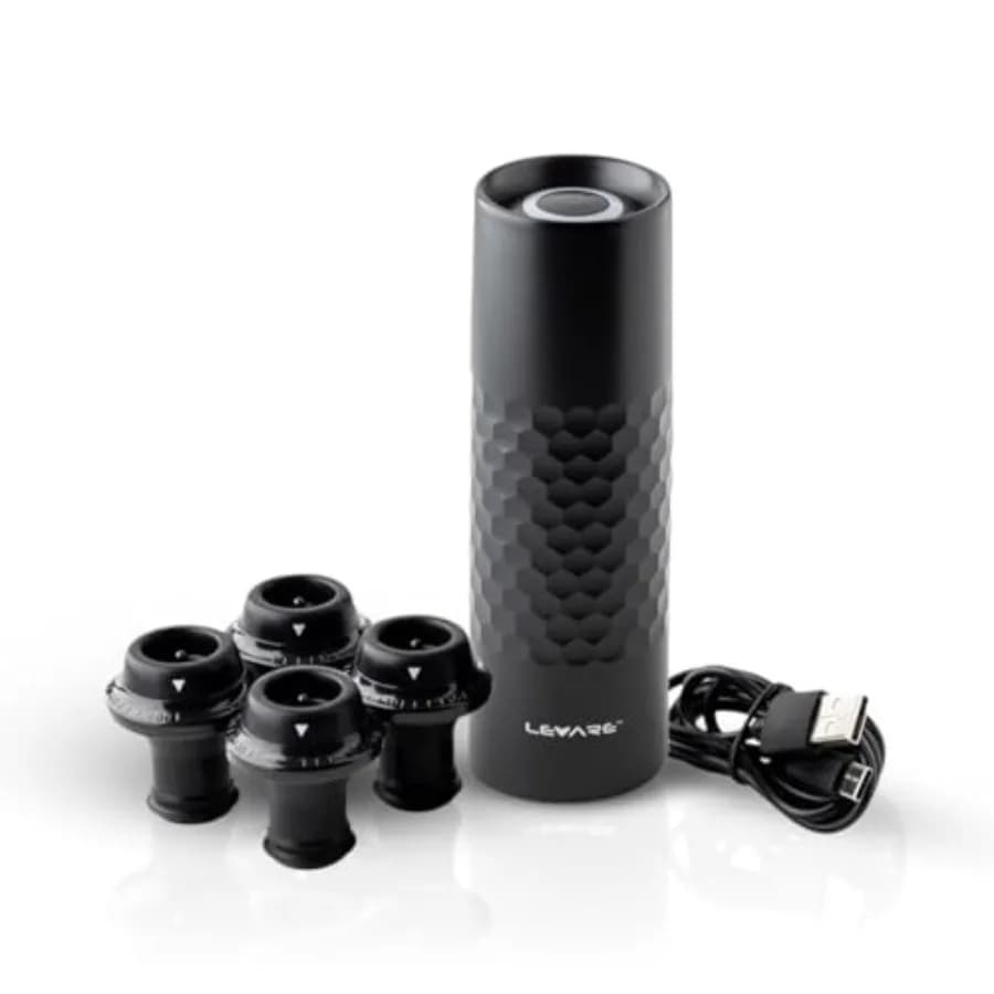 Pompa Sottovuoto Ricaricabile per Vino, Sigillatore Automatico con Caricatore USB-C e 4 Tappi Universali per Bottiglie, Senza Fili