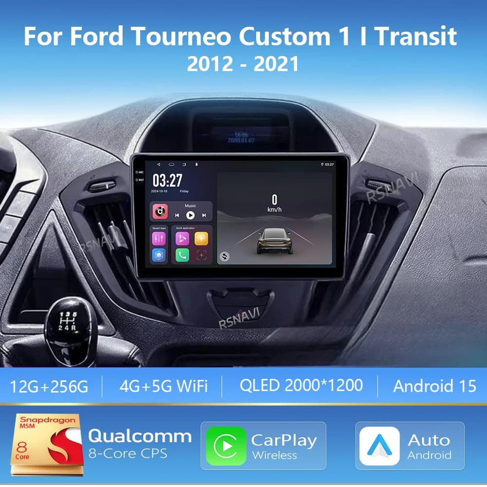 Android 15 Carplay Auto 2K Schermo Lettore Auto Radio Multimediale Per Ford Tourneo Custom 1 I Transit 2012 - 2021 Autoradio Stereo