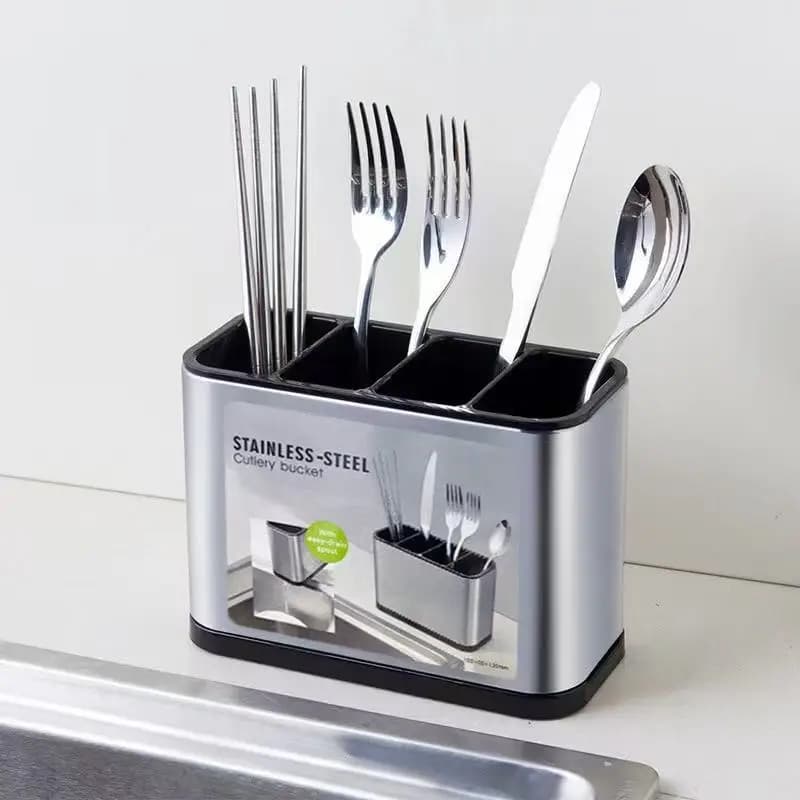 Portaposate multifunzionale per coltelli, forchette, cucchiai e bacchette, portaoggetti da cucina in acciaio inox, griglia per bacchette.