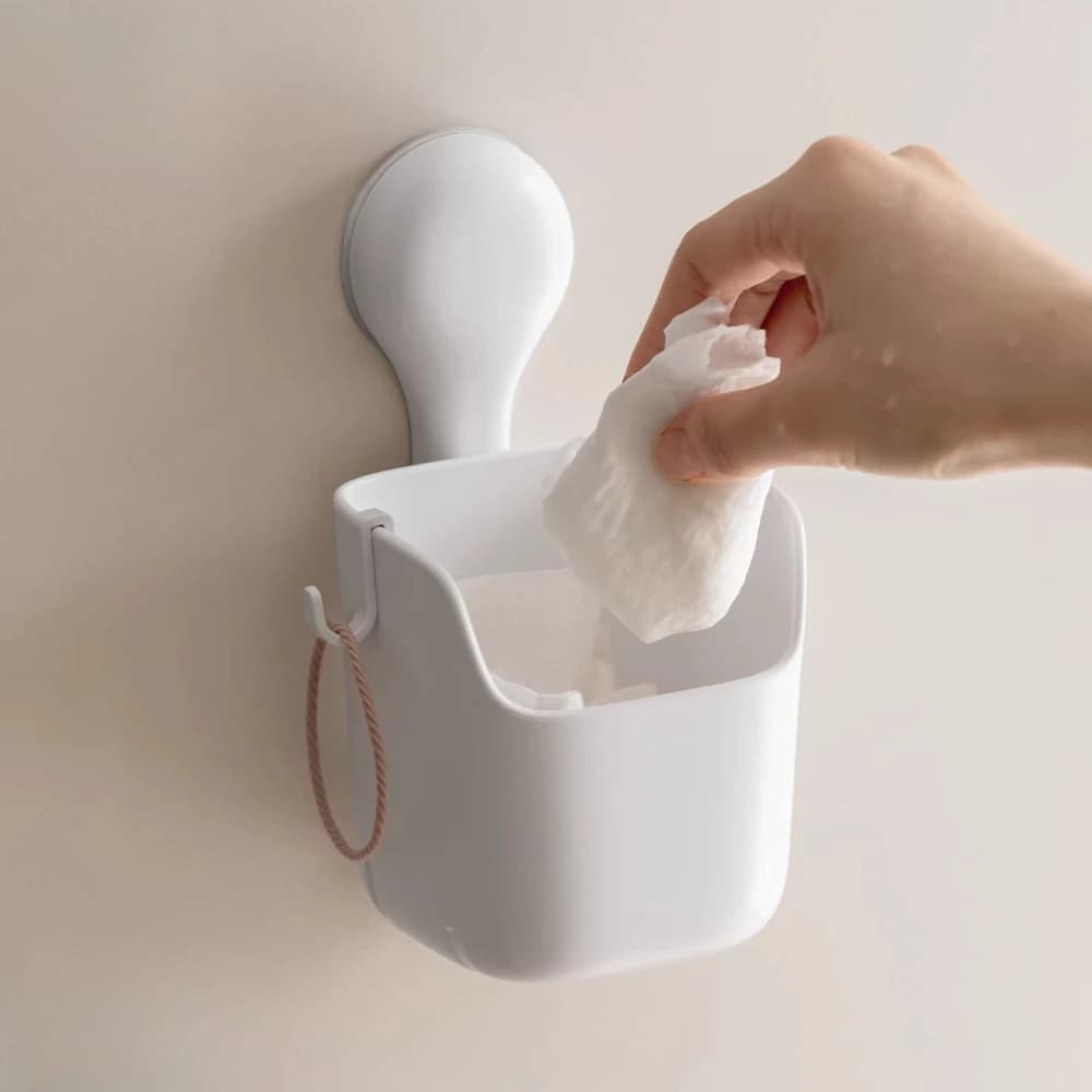 Scatola porta asciugamani per il viso Porta asciugamani portatile multifunzionale con ventosa Porta asciugamani morbido in cotone a parete per bagno Accessori per la casa