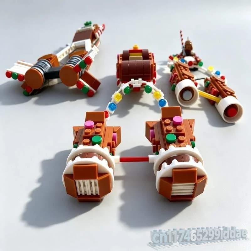 527Parts Gingerbread Racing Pods Holiday Themed Building Blocks MOC Creative Assembly Toy Festival Decoration Educational Gift