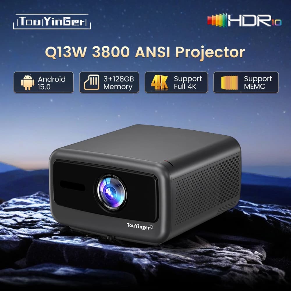 Touyinger Q13W 3800 Ansi Full HD 4K Proiettori Home Theater Video 3G 128G Samrt TV Proiettore per film