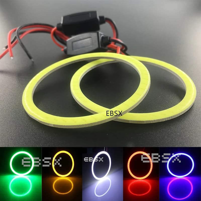 2 pcs 12V COB LED Light Angel Eyes Bulb 40 50 60mm 70 80 90 95mm 100 110 120mm 130 140mm Halo Ring car daylight daylight