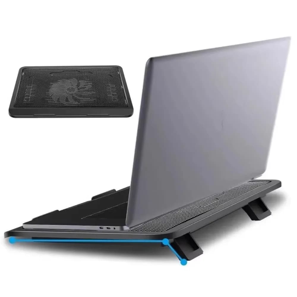 Tappetino di raffreddamento portatile regolabile per laptop Luce a LED Maglia metallica Ventola di raffreddamento per laptop Porta USB Supporto di raffreddamento per laptop Studio