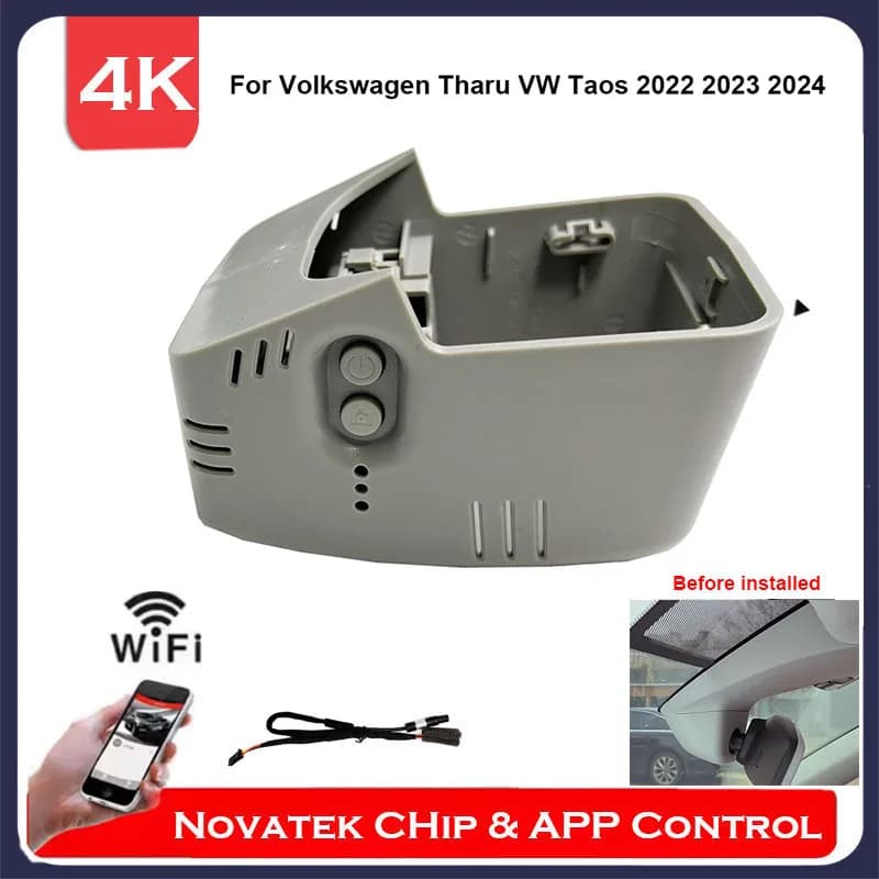 Telecamera DVR WiFi 4K HD 2160P anteriore e posteriore per Volkswagen Tharu / VW Taos 2022 2023, Plug and Play con controllo tramite APP