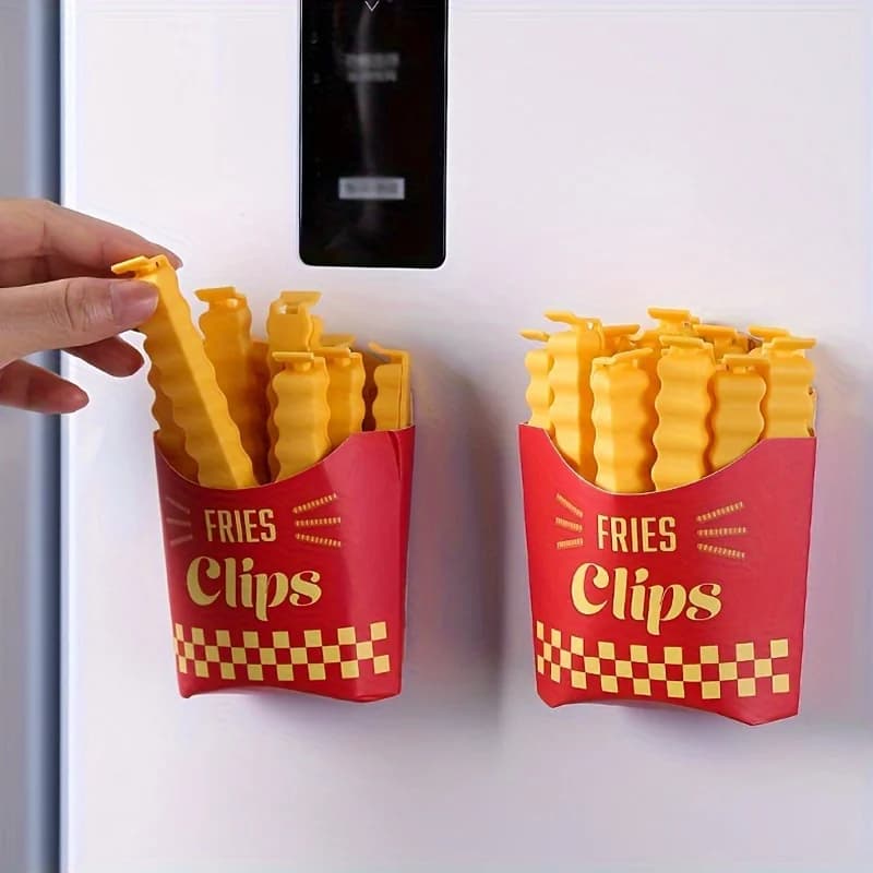 12pcs Potato Chip-Shaped Seal Clips and Snack Storage Box Set , Kitchen Freshness Preservation, and Refrigerator Organization