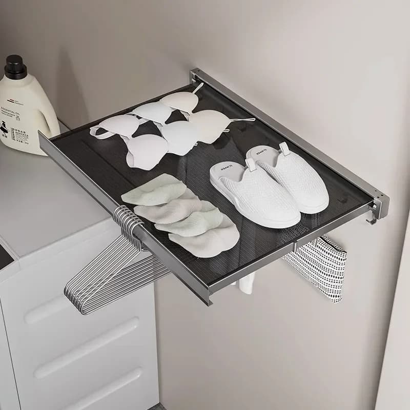 - balcony dressings, wall mounted mesh pocket, sweaters, folding clothes drying basket, mesh to dry clothes,