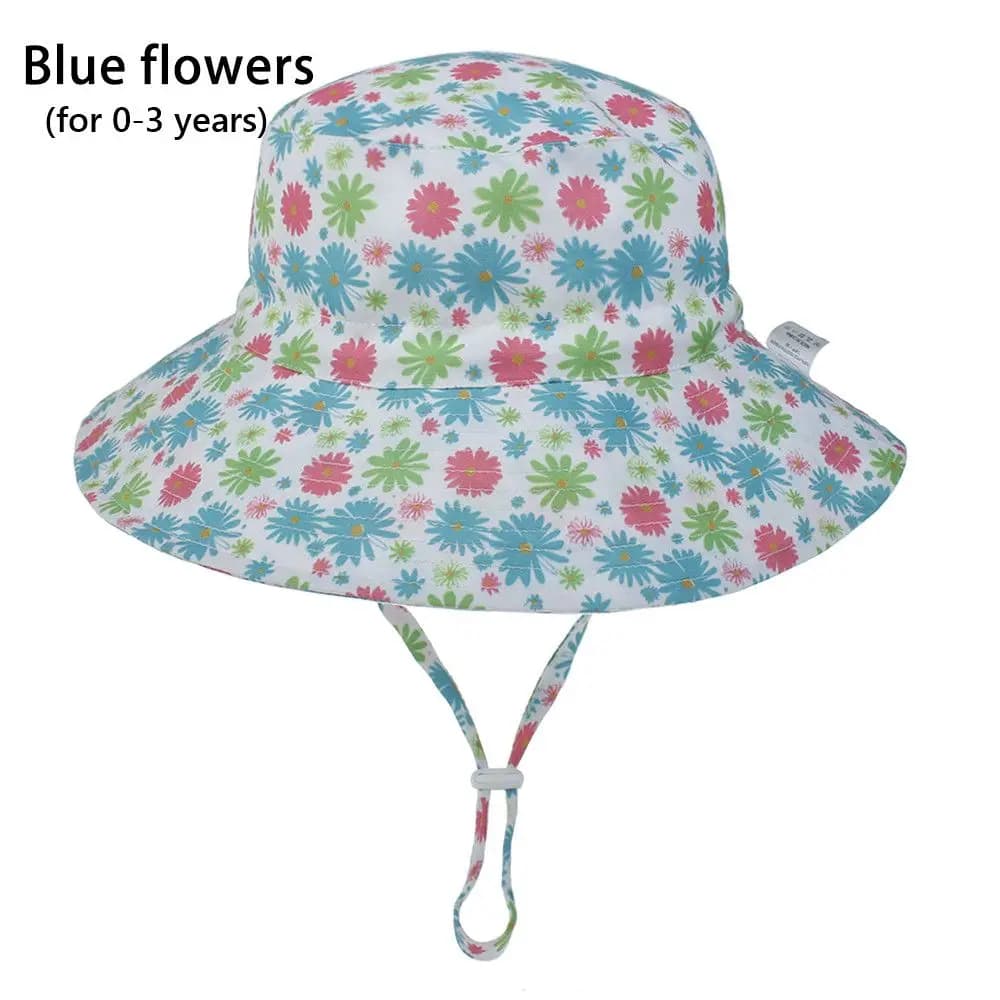 Summer Swimming Hat with UV Protection for Children 0-8 Years, Cover and Eyelets, Beach Sun Hat with Adjustable Strap, Bucket Hat
