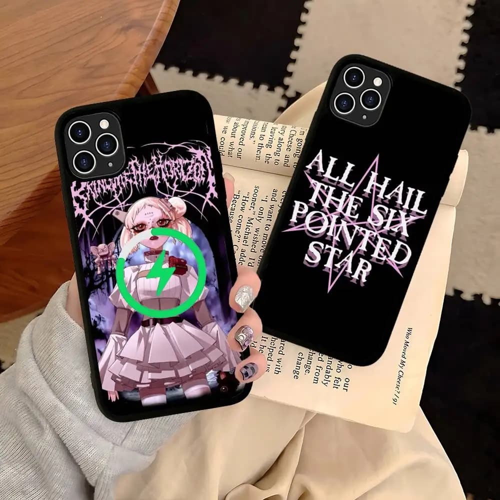 Cover Magnetica Nera B-Bring Me The Horizon BMTH per iPhone 16 15 17 Pro Max 11 12 13 14 Plus Compatibile con MagSafe