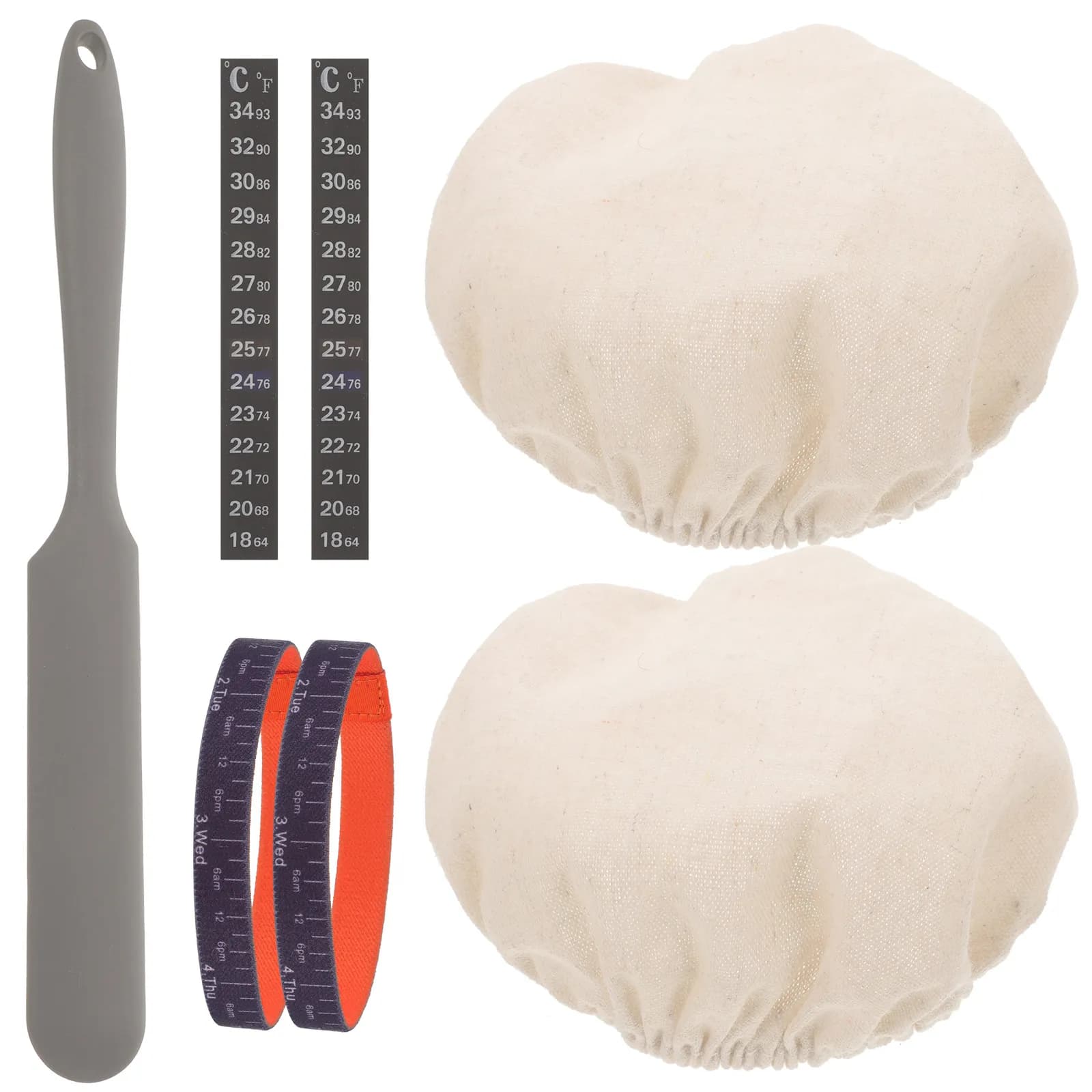 Complete Set for Fermentation of Mother Pasta with Fabric Covers, Thermometer, Date Marking and Cooking Spatula