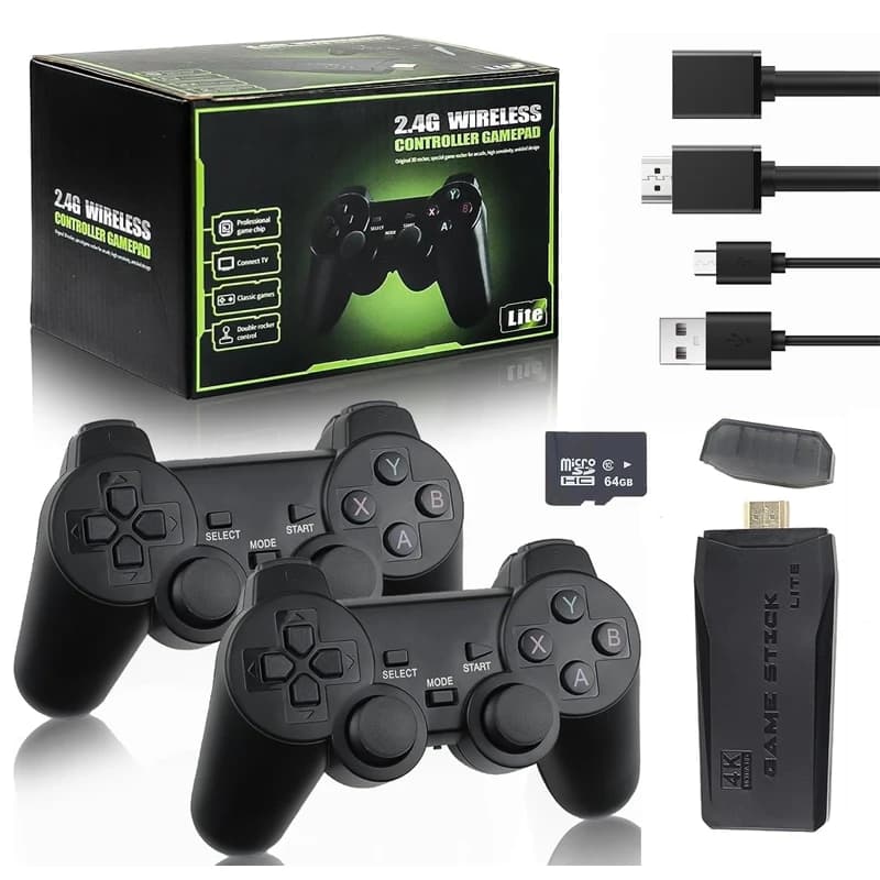 M8 Retro Game-Stick 20000+ Games 9 Emulators 4K HDMI Wireless Controller 64GB TV Stick
