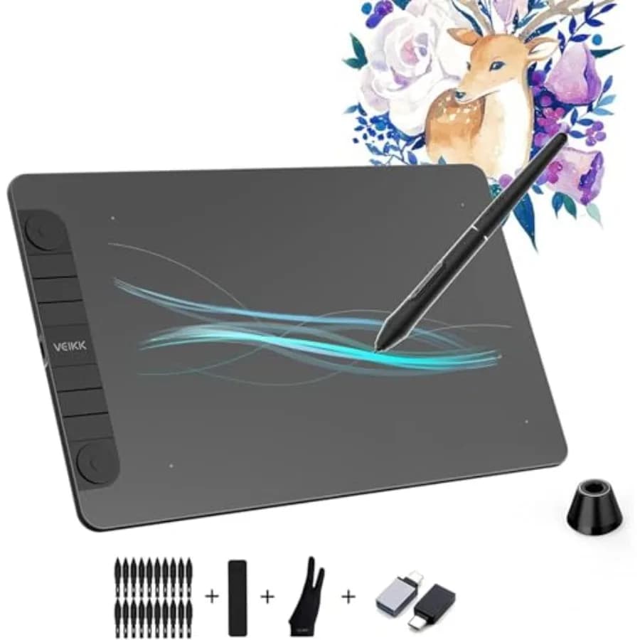 Tavoletta grafica VK1060PRO V2 da 10 x 6 pollici con penna grafica, 8 tasti di scelta rapida, 8192 livelli di pressione, senza batteria, supporta la funzione di inclinazione
