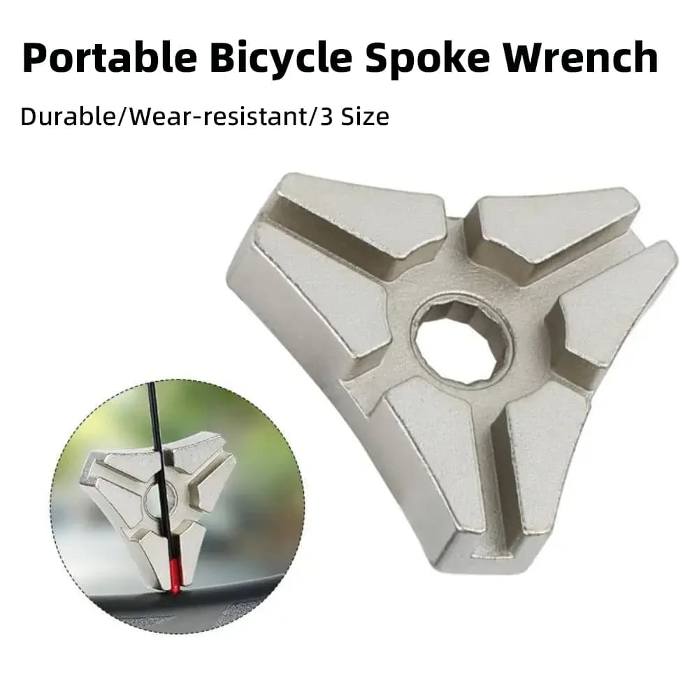 3 dimensioni triangolari a 6 porte raggio in acciaio al carbonio argento strumento di riparazione biciclette regolatore di riparazione ruota chiave per filo per bicicletta strumento per cerchione bici