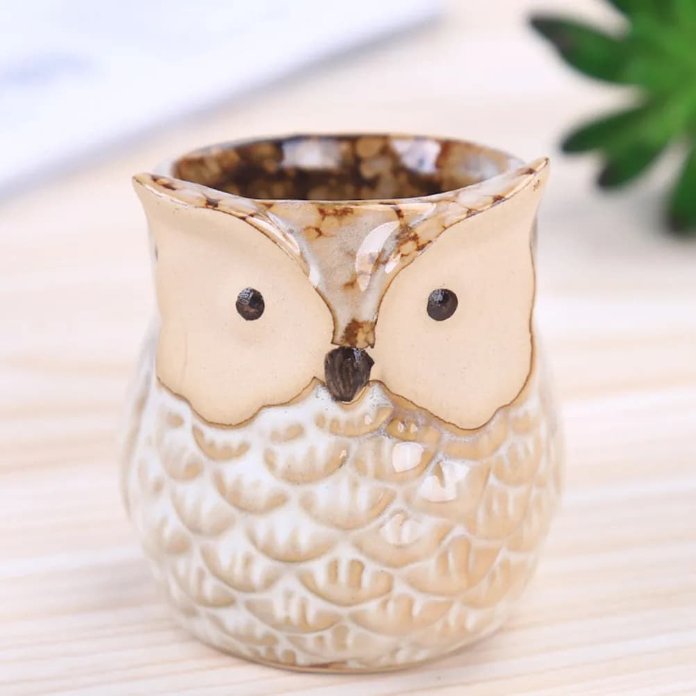 5Pcs Durable Ceramic Owl Flower Pots with Drainage Hole for Seeding Cutting Nursery Home Decoration Flower Pot