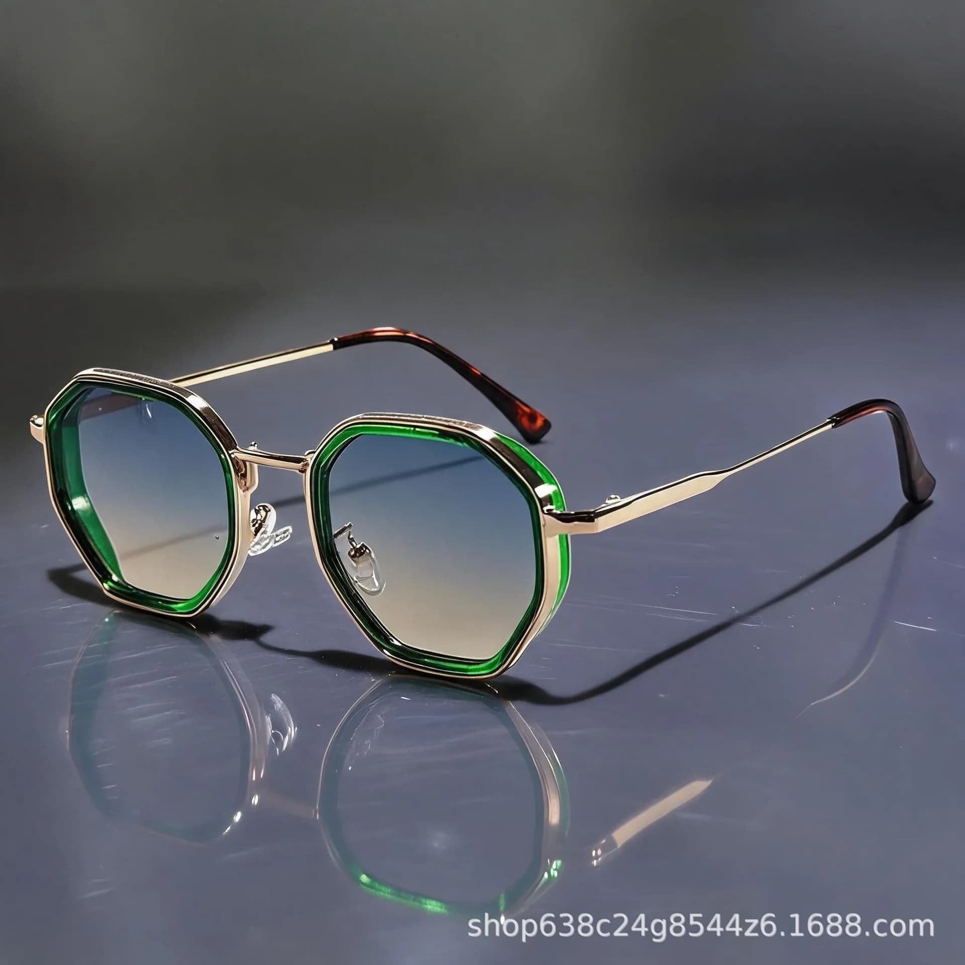 Metal Polygon Retro Sunglasses Old Money Fashion Street Photographic Sunglasses Women High-end Sense