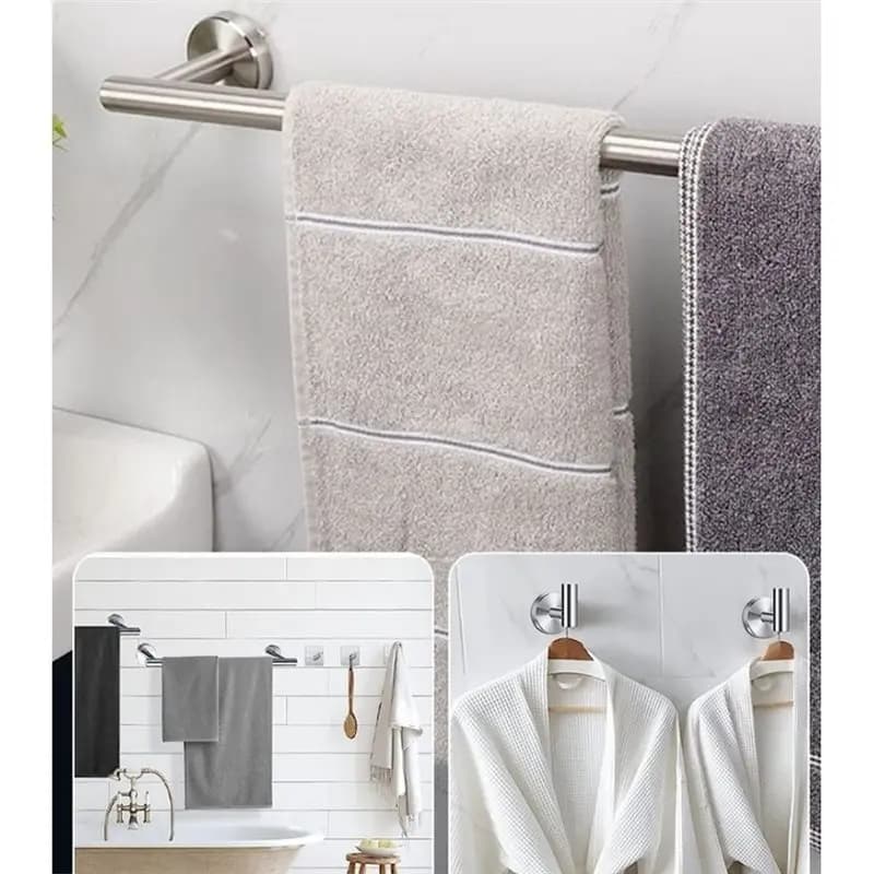 A7THK-Wall Mounted Stainless Steel Towel Bar Toilet Paper Holder Hook Bathroom Hardware Set Accessories Kit Gold