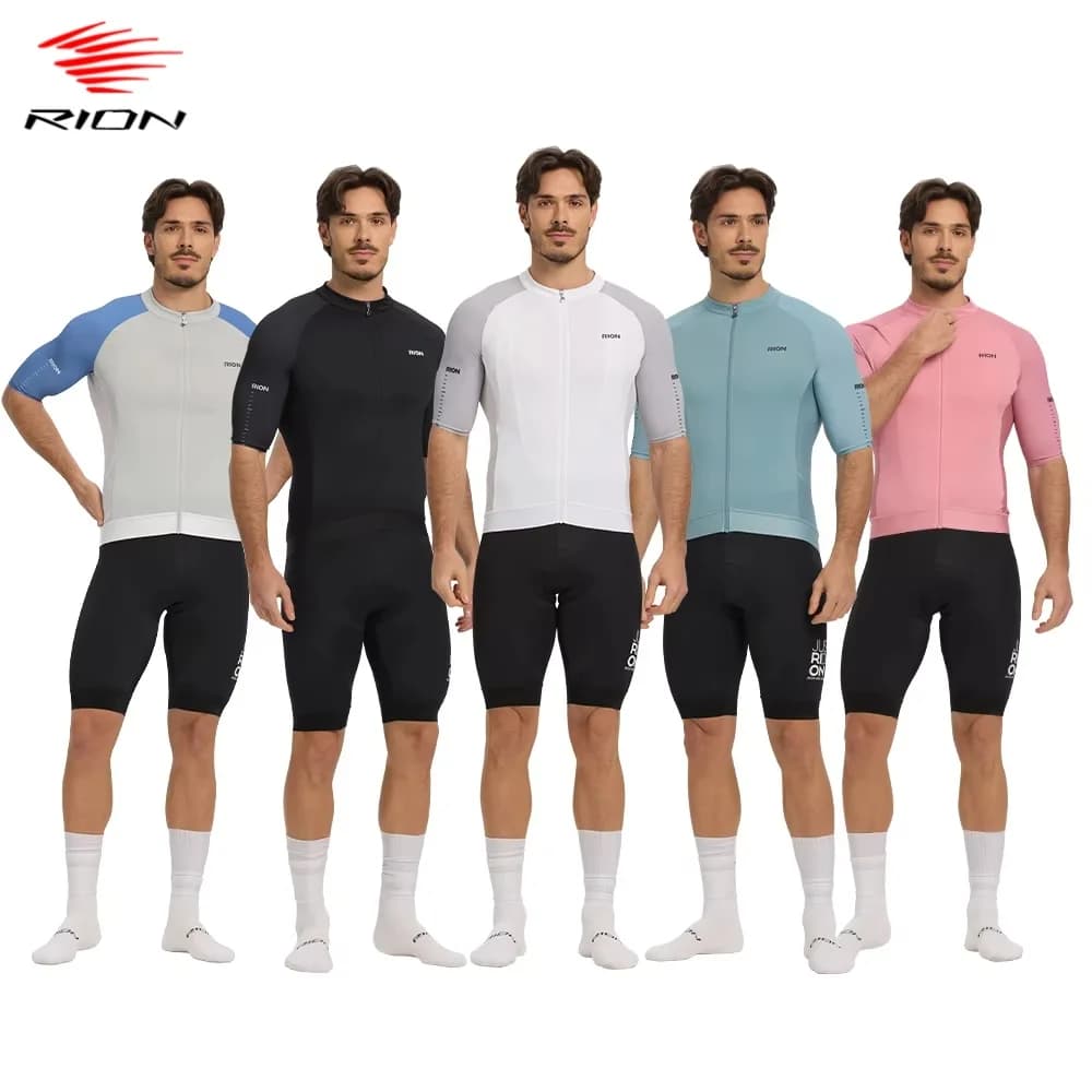 RION Men's Cycling Mesh Shorts Sleeves MTB Knits UPF 50+ Solar Protection Pro Team Uniforms Mountain Bike Clothing