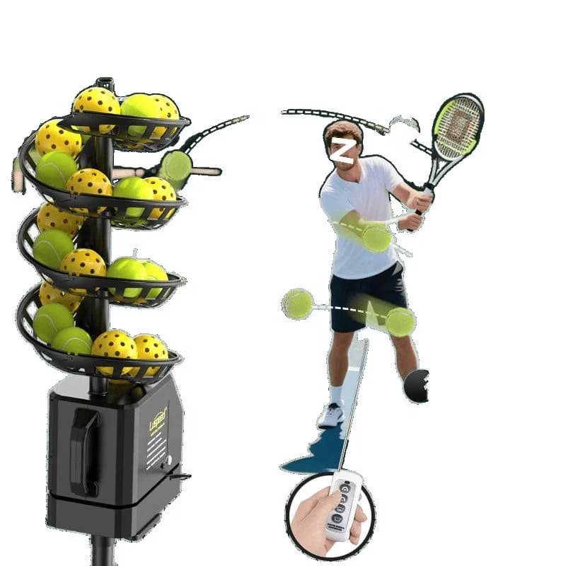 Pickleball Macchina per palline da tennis Self-Service Coach Ball Feeder con dispositivo di allenamento a rete di cattura Sistema di controllo remoto