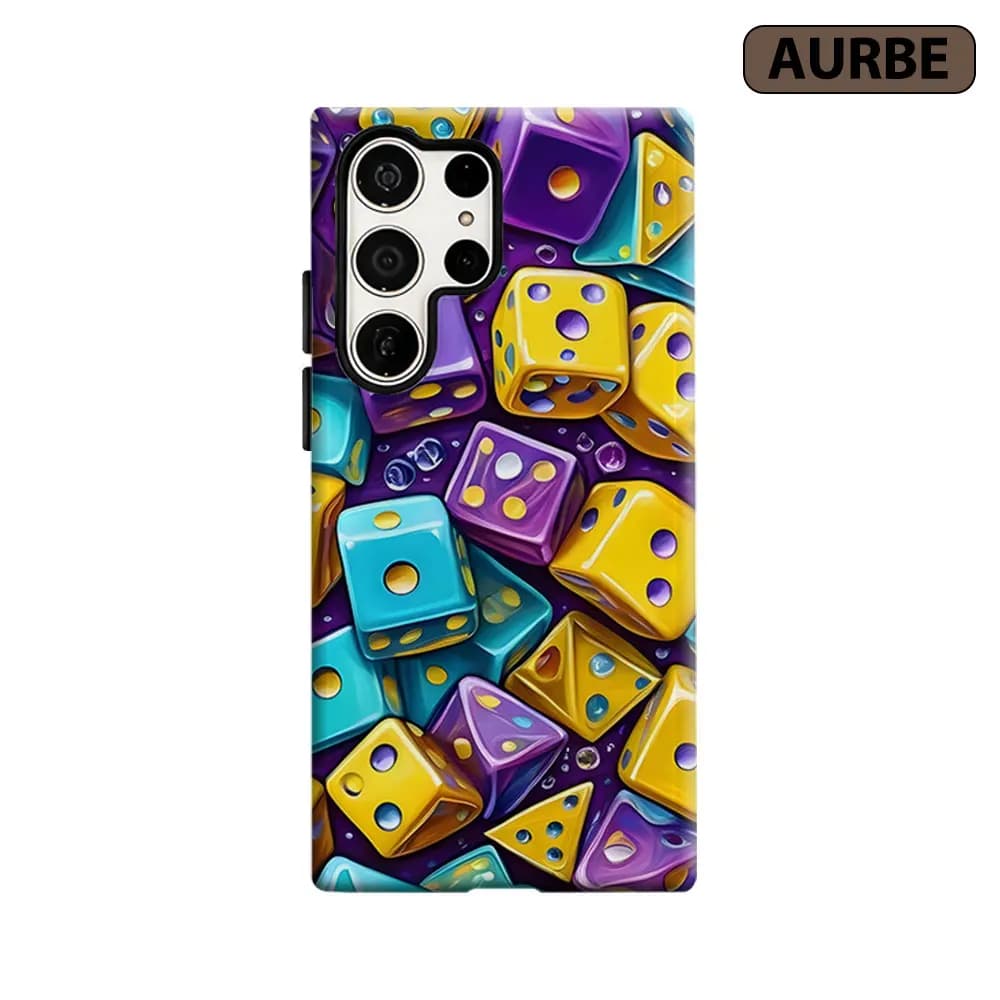 Colorful Dice Tiles Phone Case For Samsung Galaxy S26 S25 S24 S23 Ultra Plus HD Hard Double Layer Film Cover