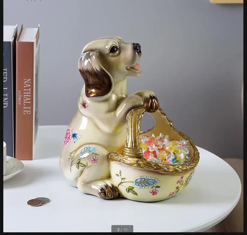 Cestino portaoggetti per ornamenti per cani in resina Scatola per caramelle Piatto di frutta secca Vassoio per snack Vassoio per snack Decorazione Artigianato Vassoi per salvadanaio