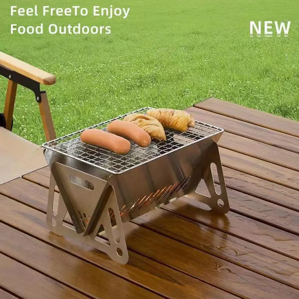 Lightweight Bbq Stove Portable Stainless Steel Charcoal Grill Heavy Duty Foldable Barbecue Stove Lightweight Outdoor Camping