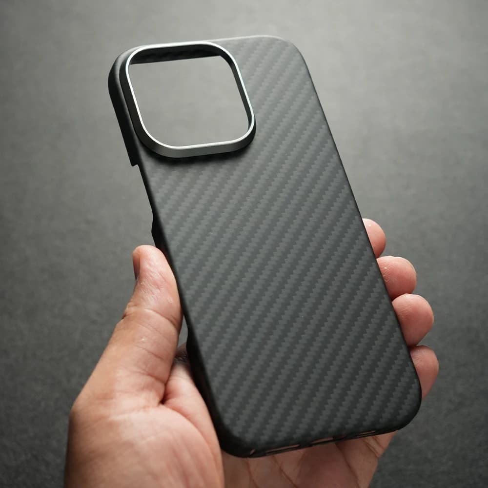 per iPhone 16 pro max/16 pro Custodia protettiva in vera fibra di carbonio aramidica magnetica