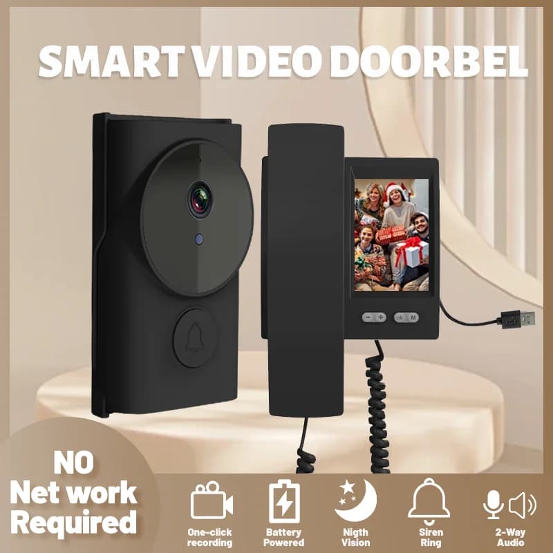 4.3Inch IPS Screen Wire-Free Intercom Visual Doorbell Smart Video Door Phone Peephole Viewer Door Camera