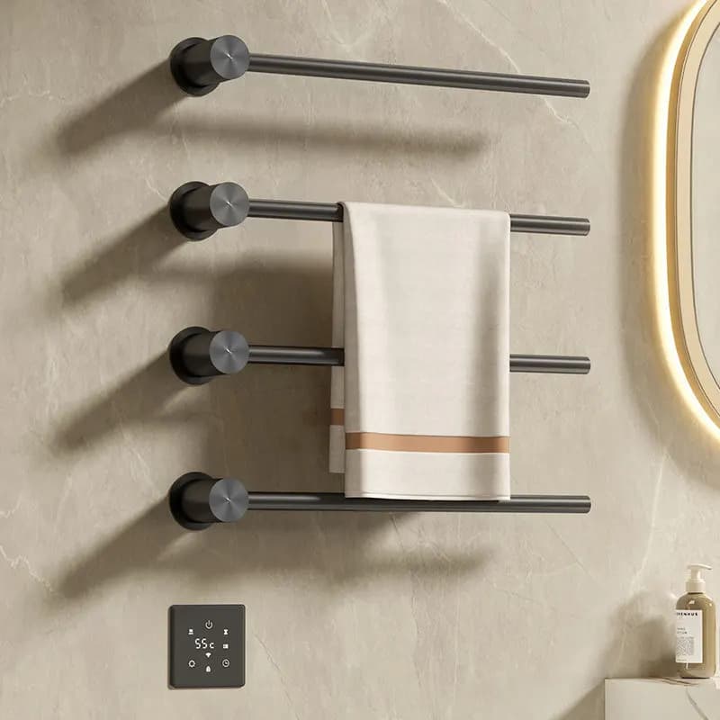 Portasciugamani elettrico intelligente Portasciugamani domestico Riscaldamento in fibra di carbonio Stendino per disinfezione WC da bagno Nessuna perforazione