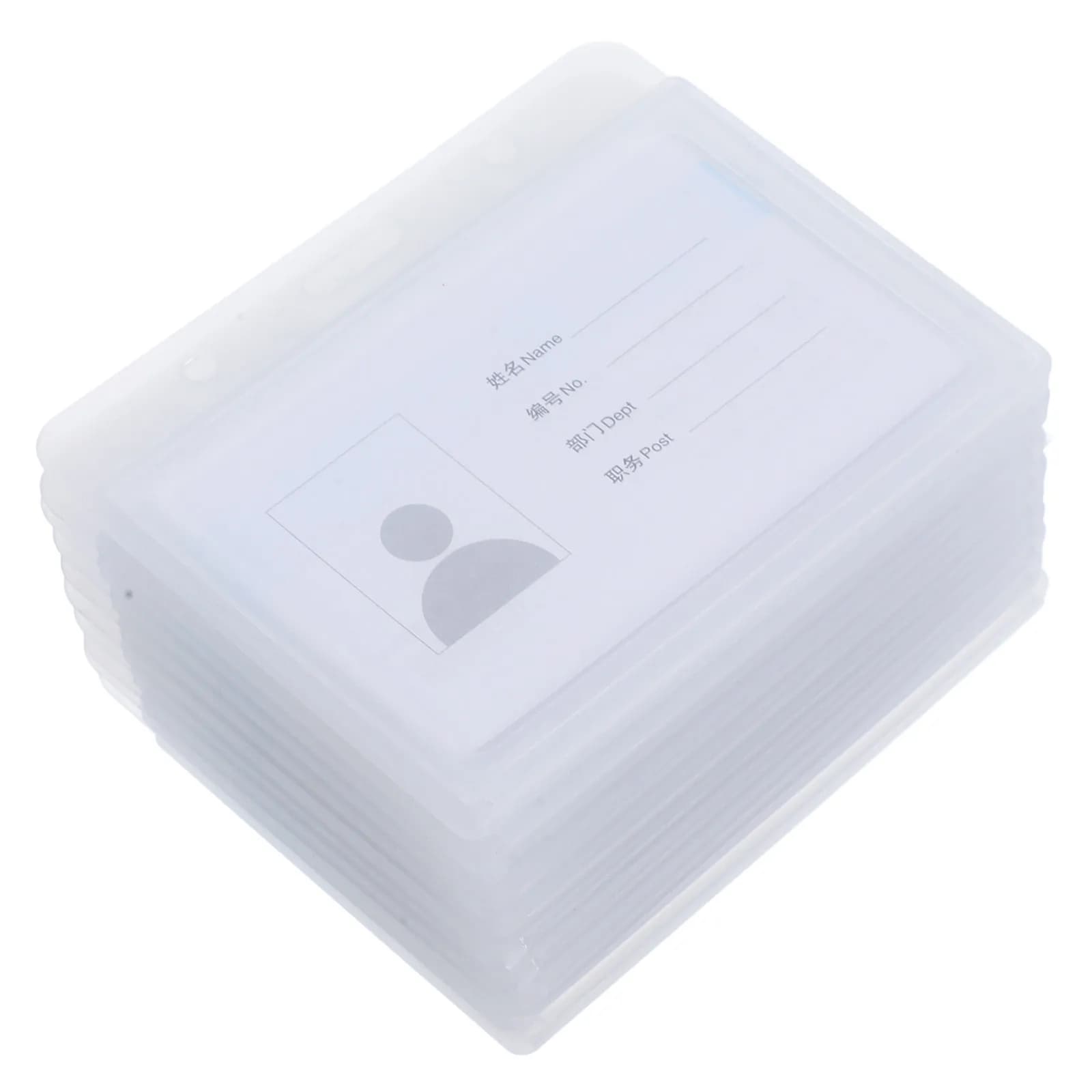 10Pcs Clear Plastic Horizontal Id Badge Holder Sleeve for Business Cards Game Cards Staff Nurses Students Anti-Scratch