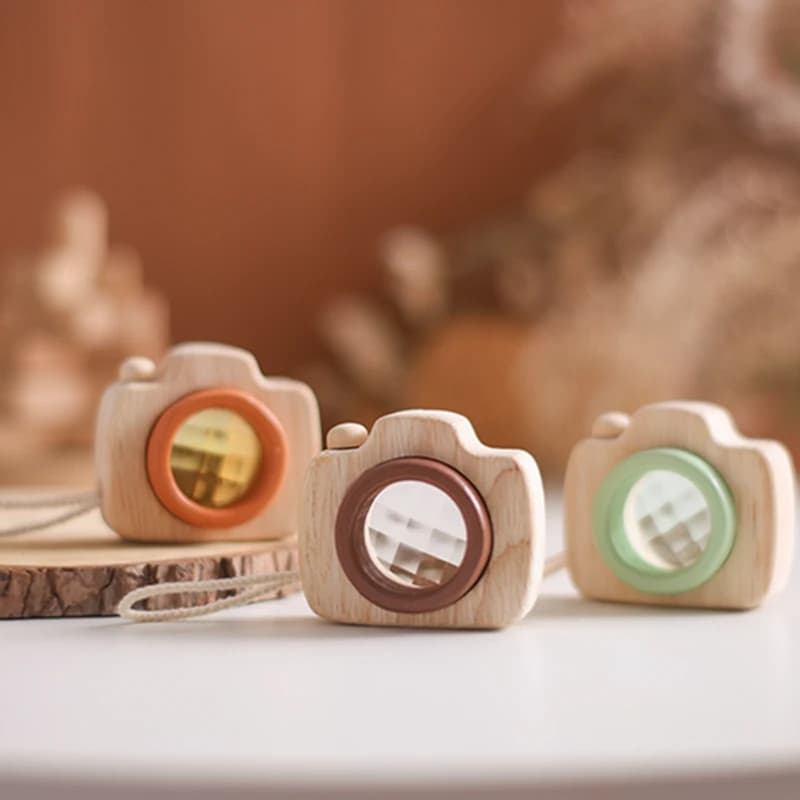 Giocattoli colorati del caleidoscopio della macchina fotografica di legno del bambino per i giocattoli di legno dell'arcobaleno dei bambini bambini che imparano il gioco educativo precoce