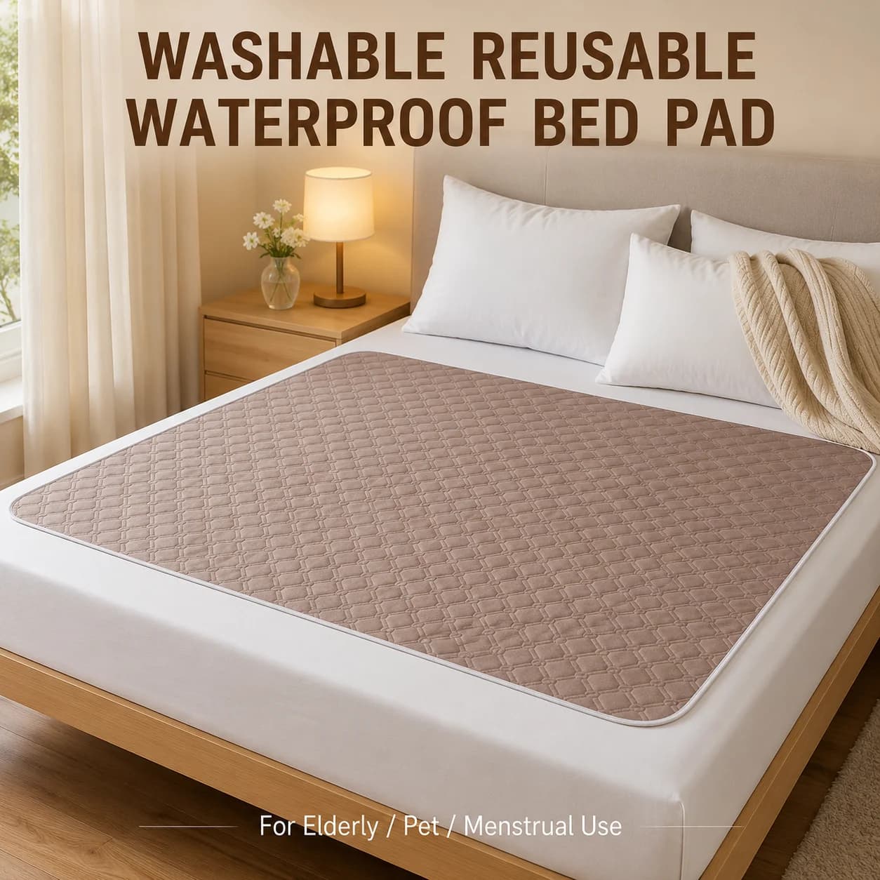 Reusable Washable Incontinence Pad Waterproof Leakproof Bed Mat Elderly Pet Menstrual Multi Size Absorbent Bed Protector