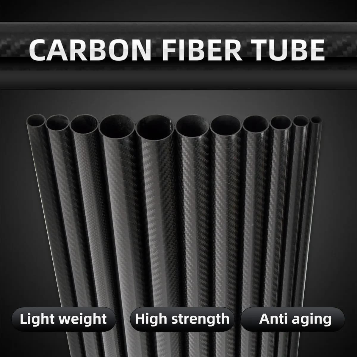 1PC tubo in fibra di carbonio diametro interno 3/4/5/8-21mm aereo telecomandato fai da te leggero ad alta resistenza ultraleggero e durevole