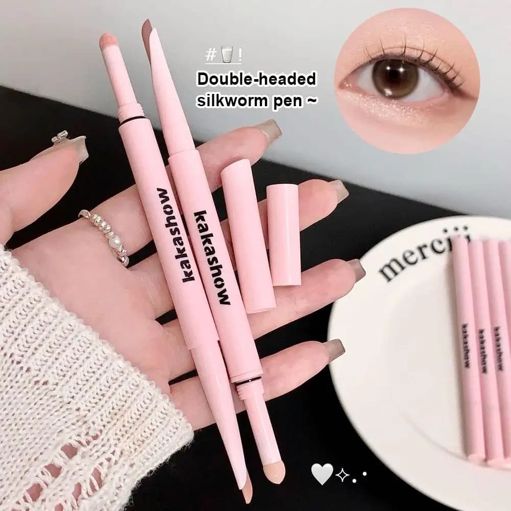 Lying Silkworm Sotto Eye Liner Matita Trucco Illuminatore a doppia testa Illumina la pasta Evidenziatore rosa nudo Ombra Penna eegyosale