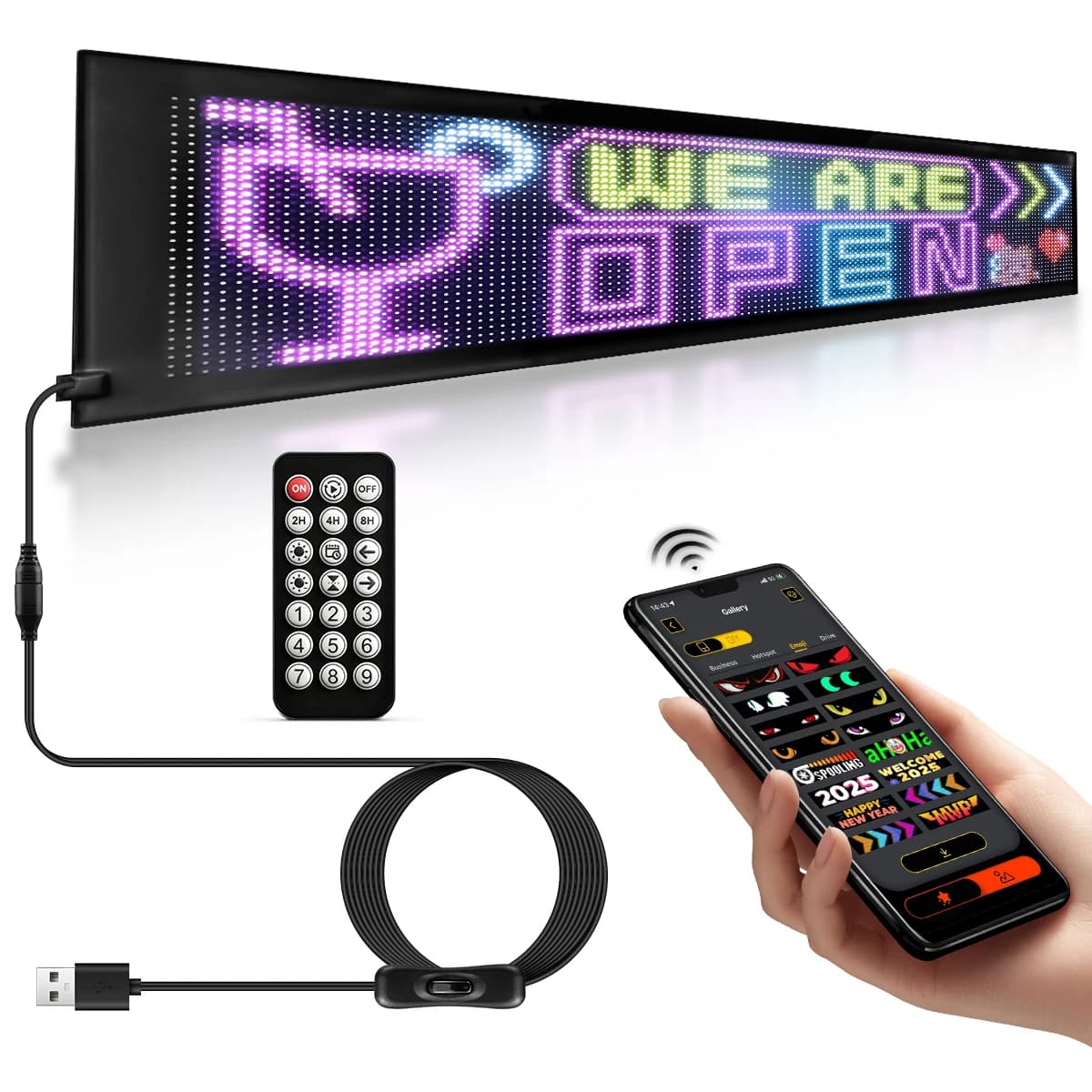 Pannello pixel a matrice LED programmabile da 1-2 pezzi Schermo rigido Devil's Eye per camion con telecomando APP Display schermo 2 in 1