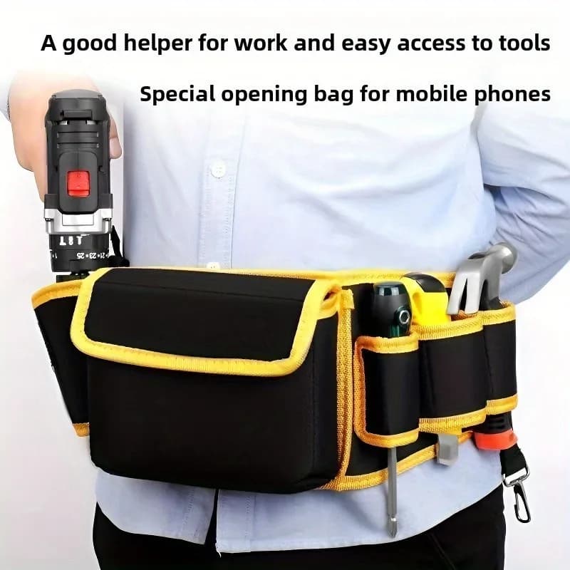 Heavy Duty Tool Belt Waist Bag, Thick Wear-Resistant, Large Capacity, Electrician Carpenter Storage Bag