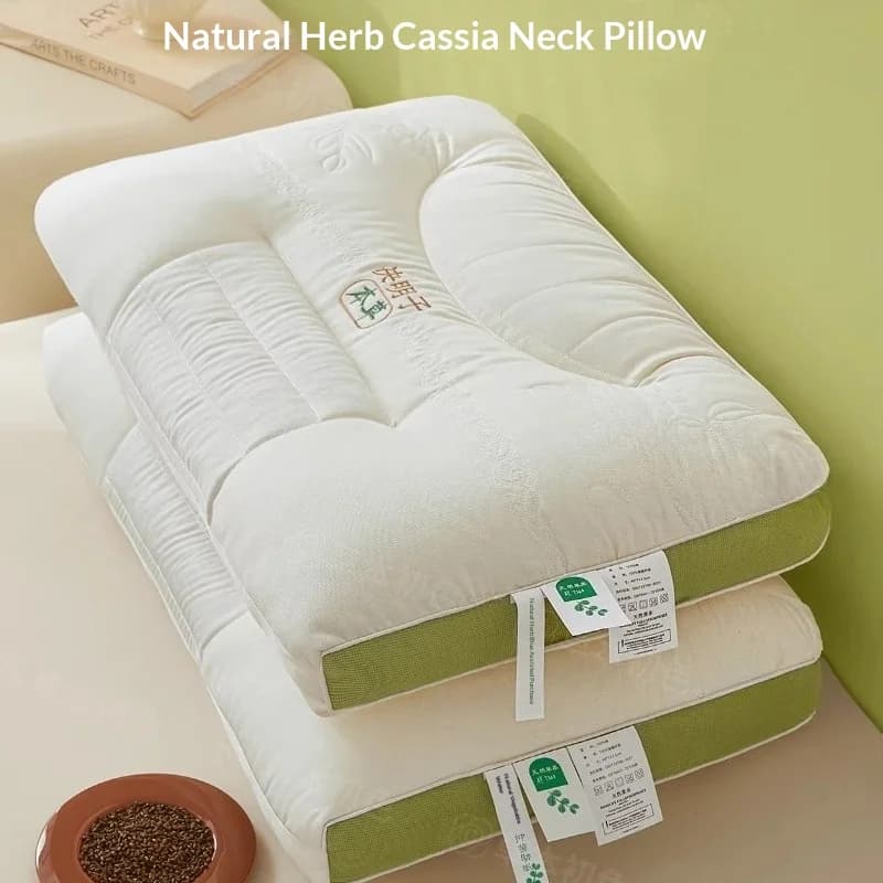 Cuscino XYJ con Semi di Cassia per Adulti e Uomini, Supporto Cervicale per Casa, Aiuto per il Sonno, Nucleo Rigido, Ortopedico, Traspirante, con Fodera Lavabile