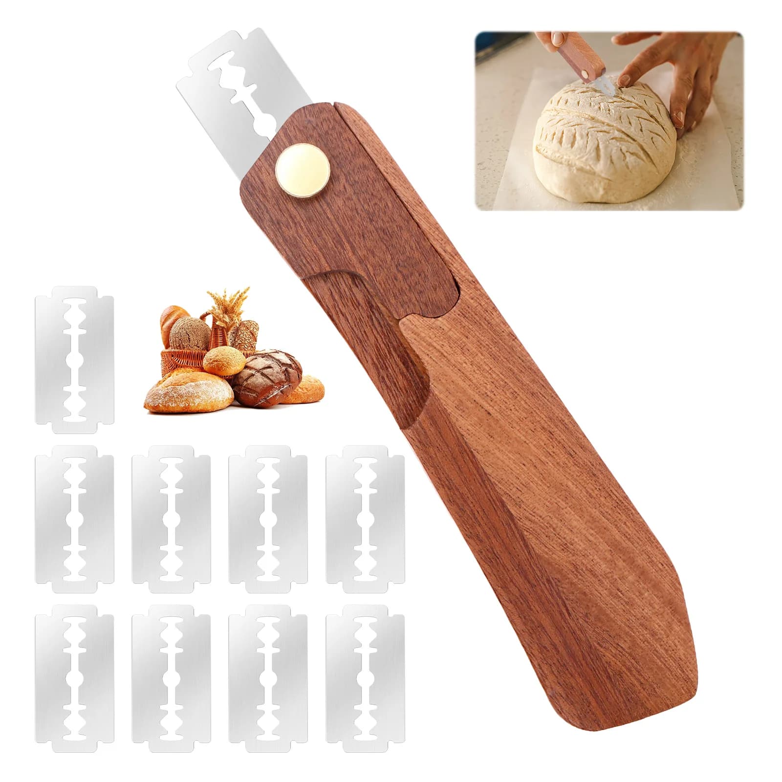 Strumento per segnare il pane manuale con lama per pane Strumenti portatili per segnare il pane con lama 6/10 Lame ergonomico per lievitazione naturale per cuocere gadget da cucina