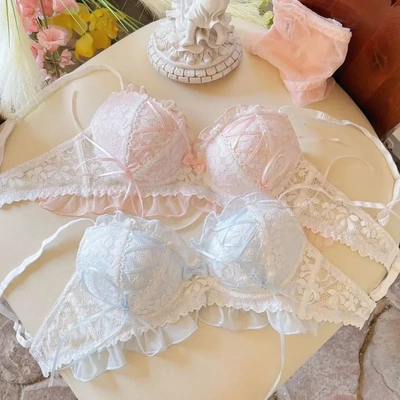 Reggiseno push-up in pizzo stile Lolita giapponese per ragazze, lingerie da principessa, intimo donna.