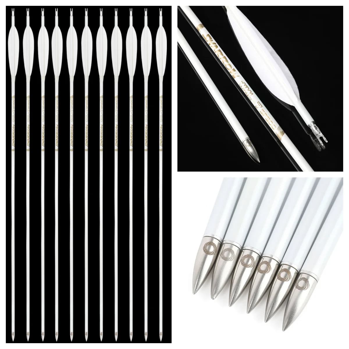 Tiro con l'arco 33.7 "Flechas in carbonio puro ID6.2 mm Frecce Albero SP 400/500/600/700/800 Arco Tiro con l'arco all'aperto Caccia Tiro Bersaglio 6/12pc