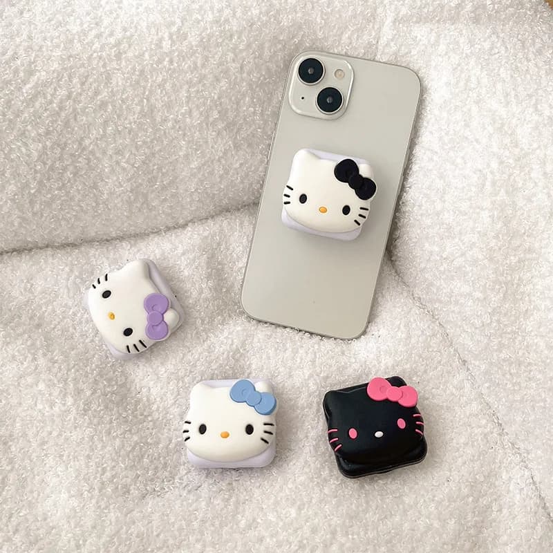 Gift Hello Kitty Ins Macaron Color Flip Mirror Phone Grip Tok Smart Tok Holder Ring Lazy Bracket Kawaii Cartoon Cosmetic Mirror