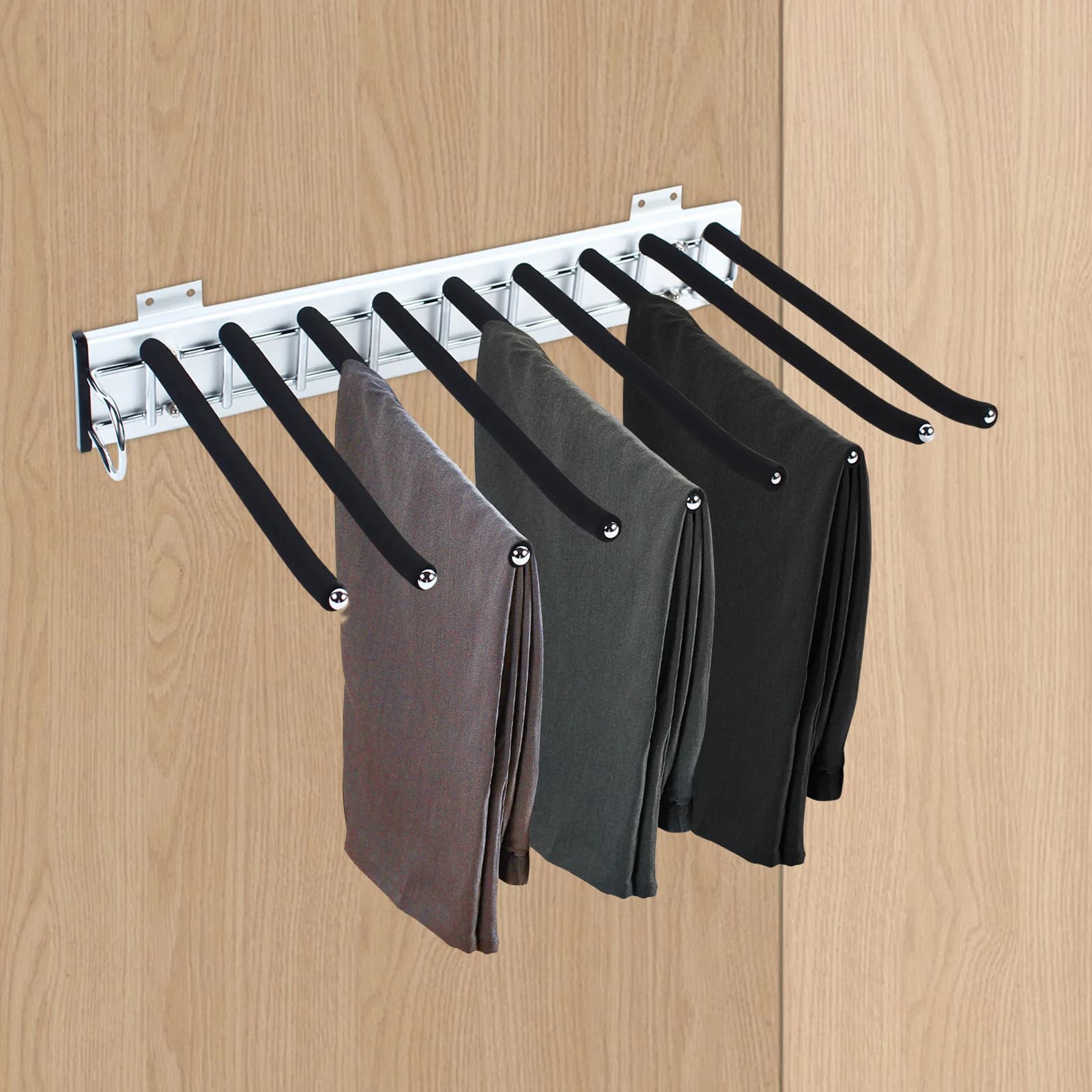 Black Trousers Single Row Clothes rack Stainless steel coat rack on right/mounted left