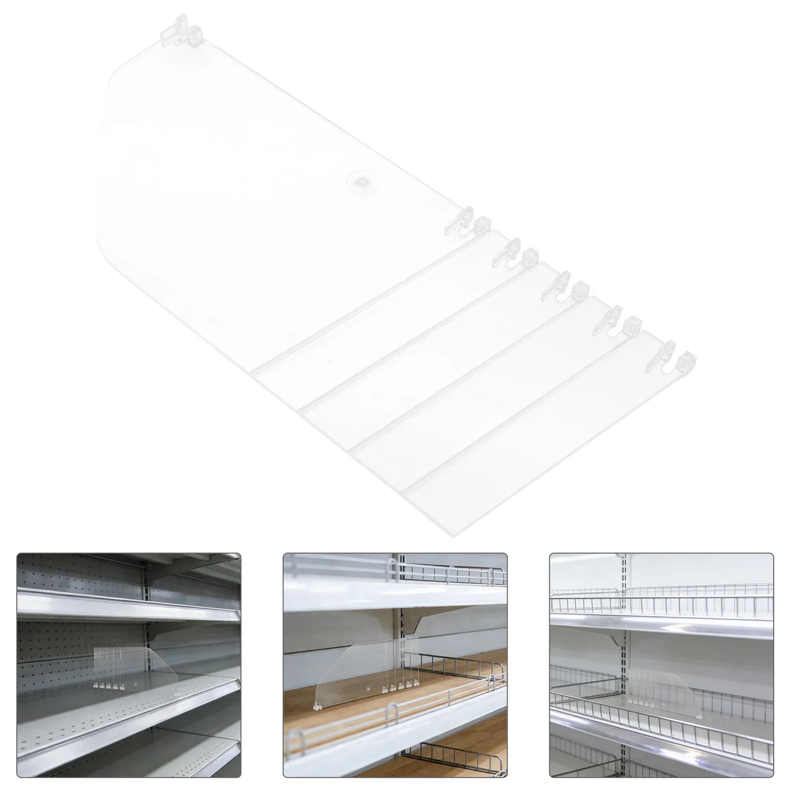 4Pcs Clear Supermarket Shelf Divider 4.7 11.2 L Universal Transparent Plastic Retail Shelf Organizer Pantry Closet