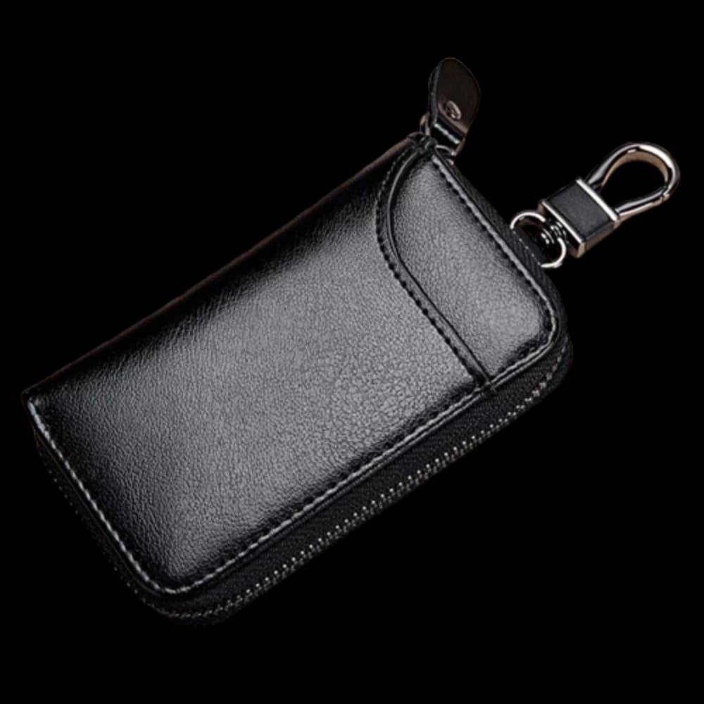 Portafoglio per chiavi per auto diviso con cerniera Mini borsa in tinta unita Borsa per chiavi in pelle PU Semplice portachiavi portatile Borsa per carte