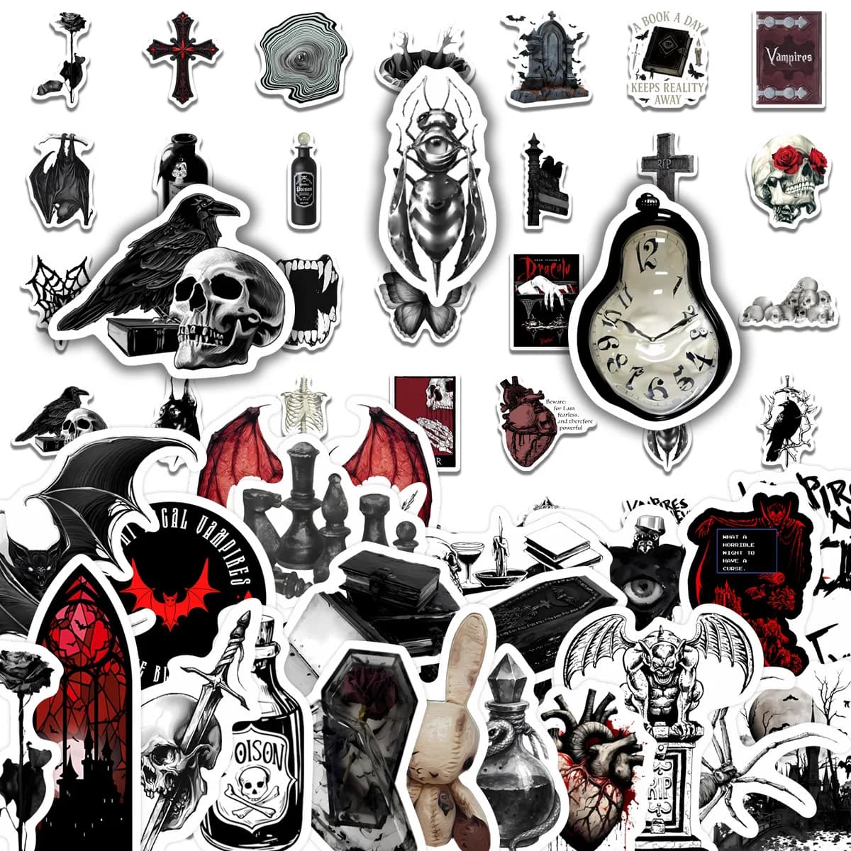 50 pezzi adesivi elementi vampiri adesivi gotici fai da te scrapbooking telefono bagagli skateboard decalcomanie impermeabili