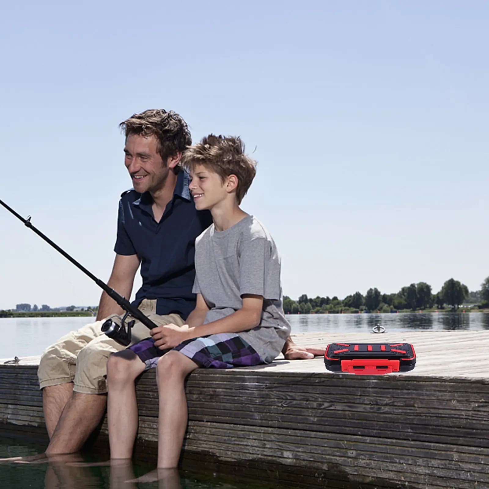 Organizzatore per Attrezzatura da Pesca con Coperchio Trasparente e Divisori Interni per Esche, Ami e Accessori, Scatola Impermeabile per Attrezzatura da Pesca