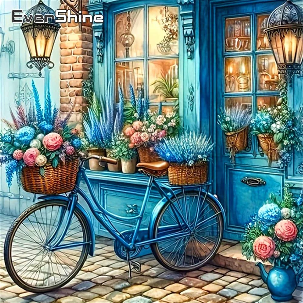 Evershine trapano completo pittura diamante strada set fai da te ricamo fiore punto croce arte mosaico bicicletta strass decorazione della parete