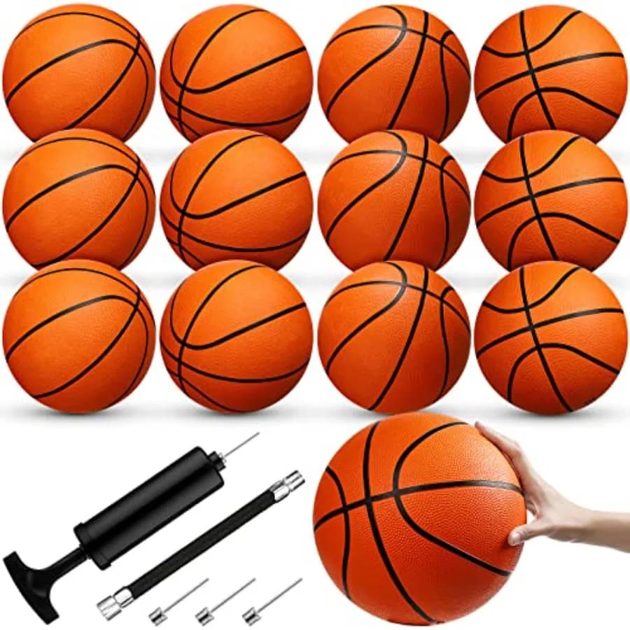 Palloni da basket all'ingrosso, 12 pezzi, 29. Pallone da basket in gomma da 5 pollici, misura ufficiale 7, con pompa ad aria per allenamento all'aperto e al chiuso, per adulti e ragazzi, adatto anche per il nuoto