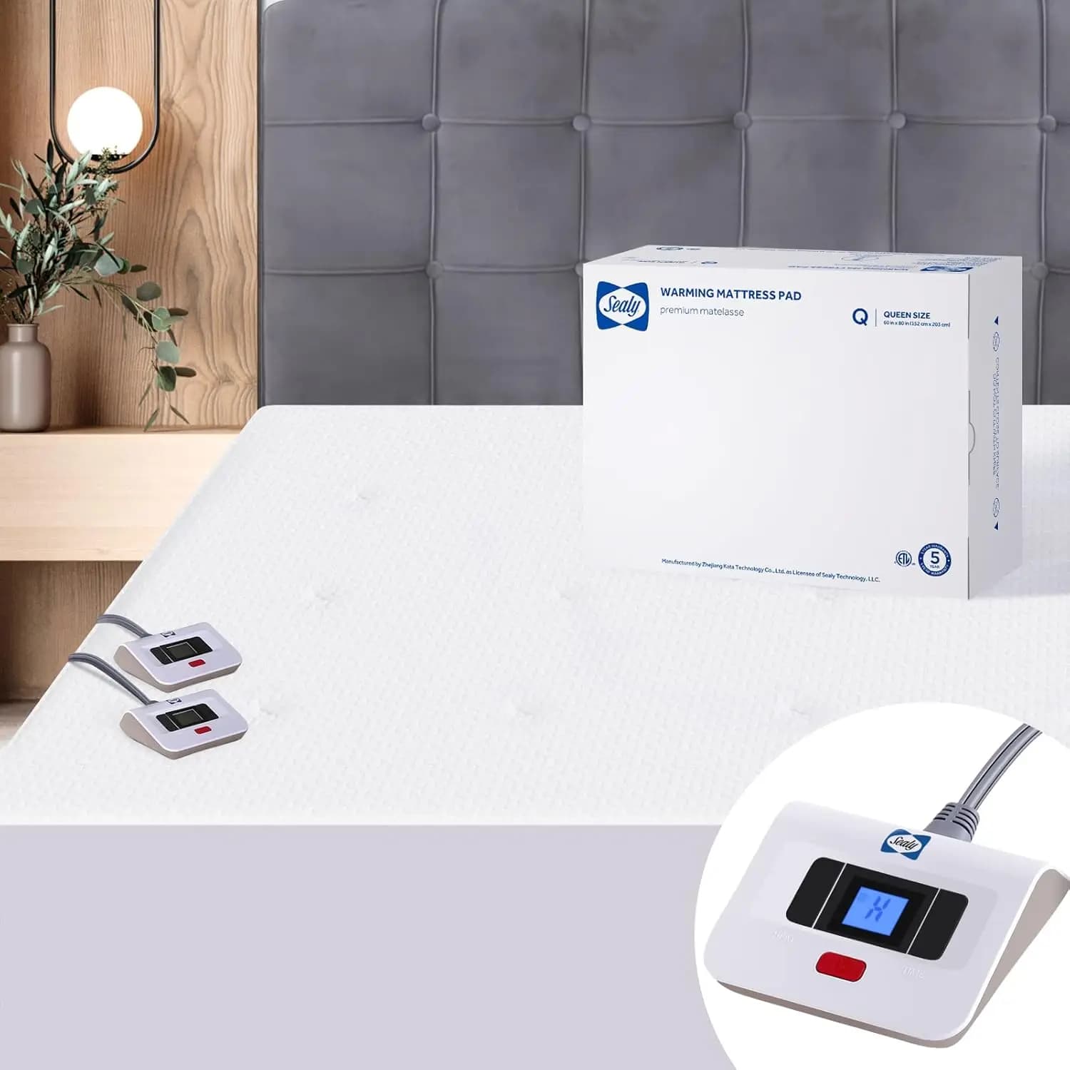 Coprimaterasso Riscaldato Queen Size con Riscaldamento a Zone, 10 Impostazioni e Spegnimento Automatico, Rivestimento Traspirante in Maglia Bianca